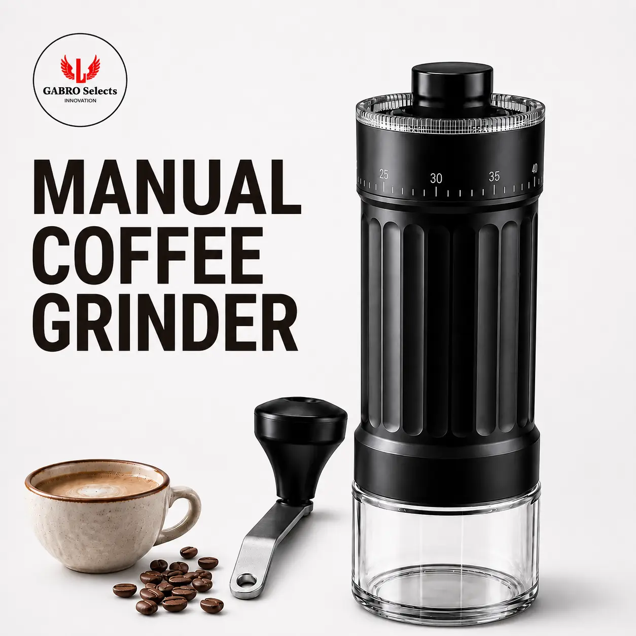 Manual Coffee Grinder, Stainless Steel Conical Burr, Adjustable Grind for Espresso Pour Over French Press, Hand Crank Portable Coffee Bean Grinder for Home Travel Camping