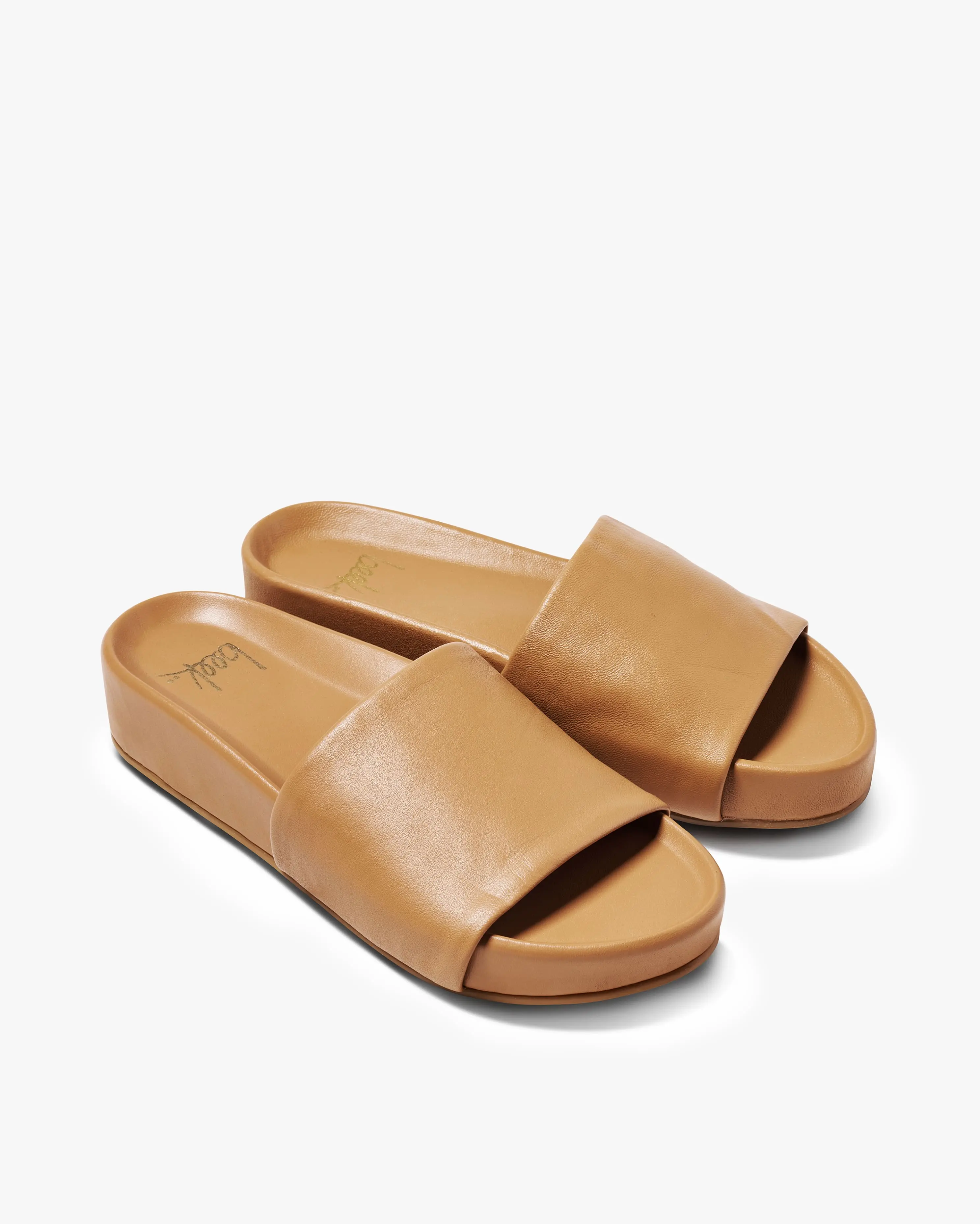 beek PELICAN Honey Slide Sandals Women's Leather Platform Shoes with Memory Foam Footbed & Rubber Outsole for Summer Walking