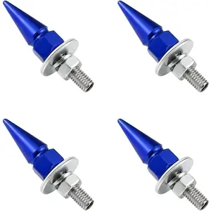 4 count Spikes License Plate Screws for , Anti  Spike Shape   Plate Frame Fastenings Bolt, Cool Licence Plate Screw Set for   ,  Accessories (Blue)