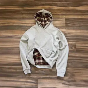Front-and-back waffle plaid streetwear hip-hop sweater