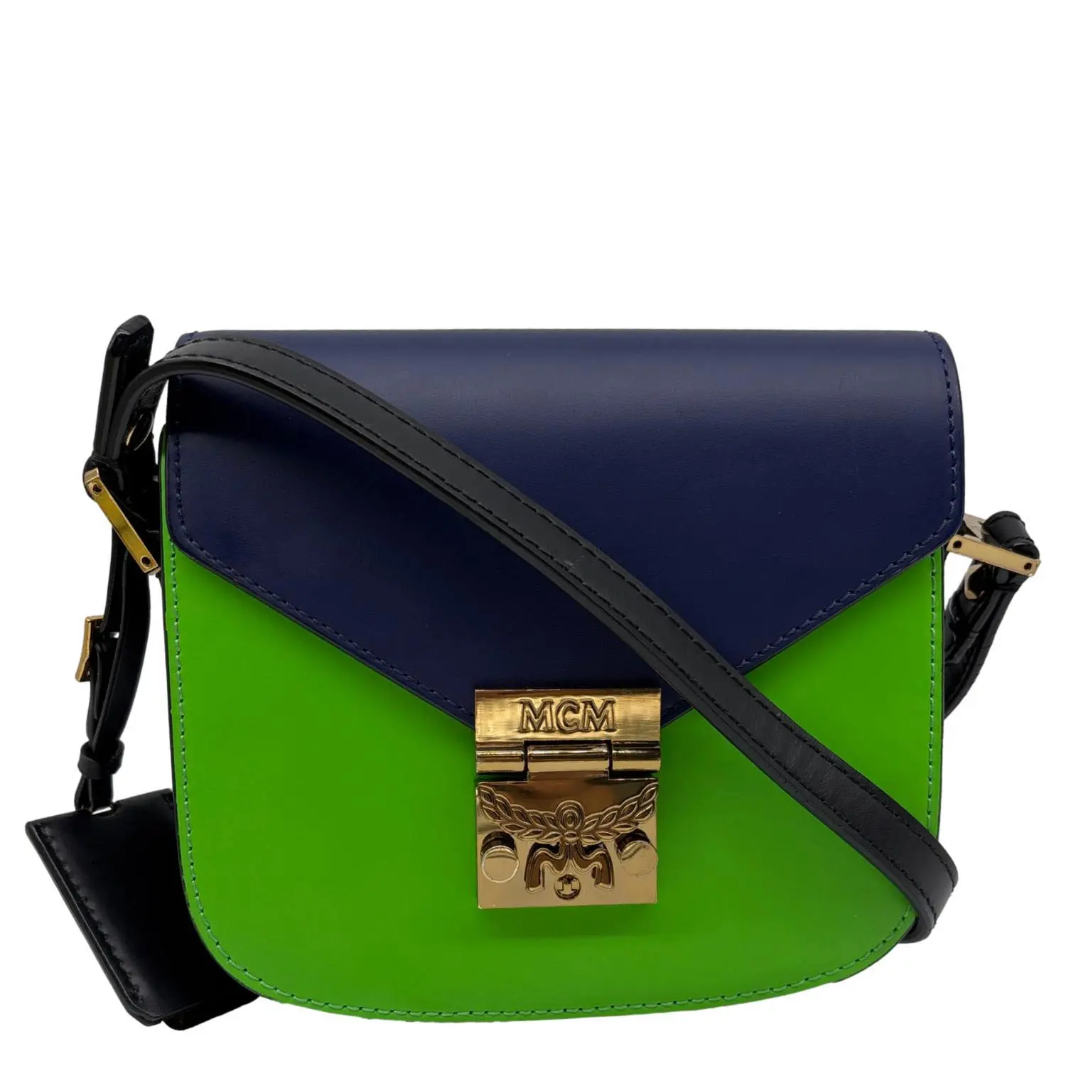 Pre-owned MCM Leather Crossbody Bags Patricia Two Tone Crossbody Bag Navy Blue 0