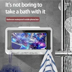 Shower Phone Holder Waterproof 480 Rotation Phone Stand Case Mount for Bathroom Batheub Kitchen Wall Mirro Compatible with iPhone 15 14 13 12 11 Plus Pro Max XS XR up to 6.8" Cell Phone