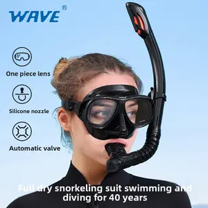 Wave professional snorkeling two-piece set diving mask silicone diving rebreather large frame diving mask with degree dollar inflatable houseboat dry suit