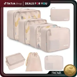 BAGAIL 8-Set Waterproof Lightweight Travel Packing Cubes with Zip, Mesh Luggage Organizer Bags for Suitcase, Space-Saving Clothes & Toiletry Organizers for Vacation