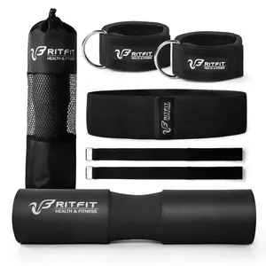 GOITHCA Barbell Pad Set with 2 Ankle Straps for Cable Machines, 1 Fabric Resistance Band for Working Out