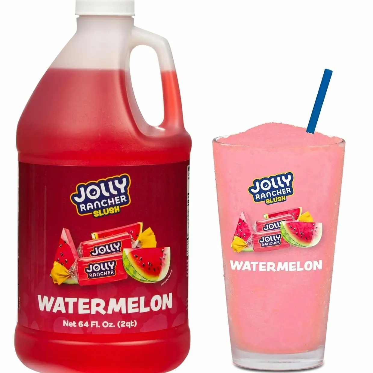 JOLLY RANCHER® Watermelon Frozen Beverage Mix – Fruit Flavor Slushie Mix for Machine, 1/2 Gallon Bottle – Frozen Drink Concentrate, 5:1 Ratio for Slushie & Frozen Drink Machines