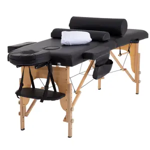FDW Massage Table Massage Bed Spa Bed 73 inch Long Height Adjustable Portable 2 Folding Massage Salon Table W/Sheet Cradle Bolsters Hanger Facial Salon Tattoo Bed