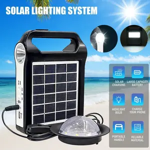 Portable Solar Panel Kit Folding Solar Charger,Power System USB Charging Generator Camping with LED 220V,Flashlight, Mobile Power Supply, 2 DC Interfaces for External Light Bulb Connection,Can charge electronic products such as mobile phones, MP3 players