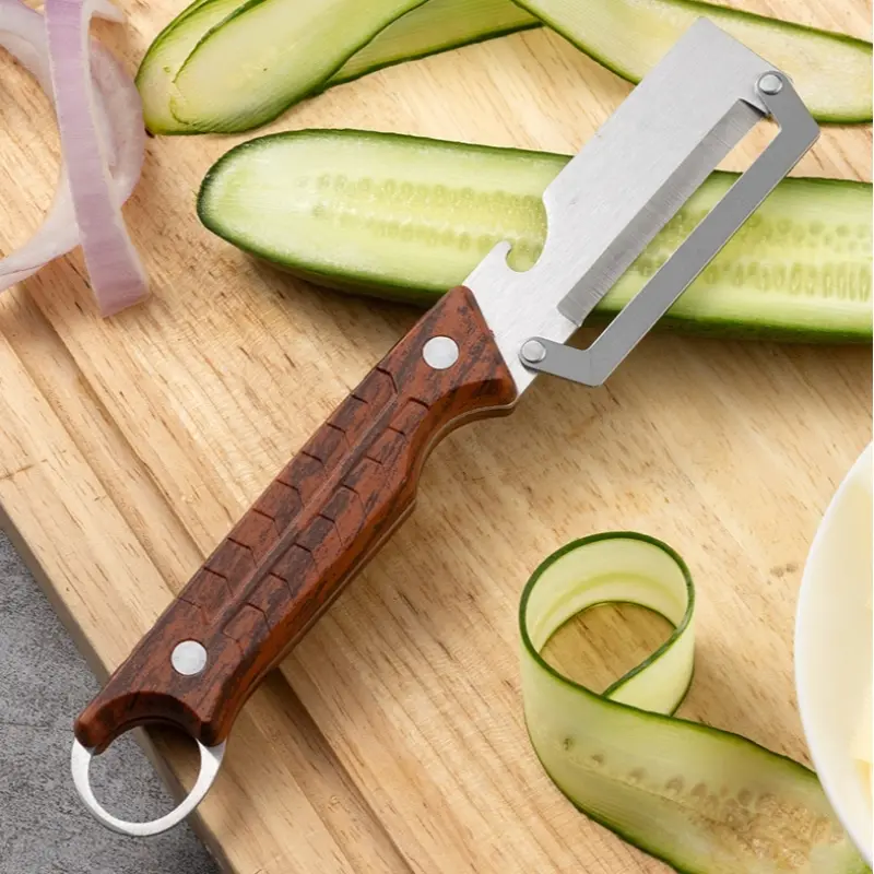 Stainless Steel Peeler with Wooden Handle, Veggie Peeler, Durable Fruit & Vegetable Cutter, Ideal for Home Chefs & Professional Use, Kitchen Vegetable Slicer, Kitchen Peeling Utensils