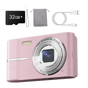 1080P Digital Camera with SD Card, 16X Digital Zoom, Portable Mini Camera for Teens, Students & Boys, Ideal for Gifts, Valentine's Day Gift Pink Compact Instant Picture(Sports & Outdoor Accessories