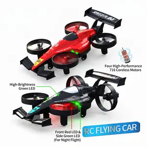 L0721 AERO-DRIFT F1-CONCEPT HYBRID RACER-DRONE 2-in-1 Remote Control Car and Flying Drone RC Drift Car Transforms into Airplane 360° Stunt Flip Anti-Collision Easy to Fly RC Plane Toy for Kids Boys Girls Gift