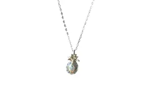 Hawaiian Pineapple Necklace – Sterling Silver Pineapple Charm Pendant With Blue Topaz Jewelry