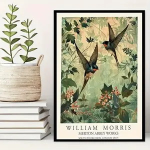 1 Piece Frameless--William Morris Style Floral Design Phoenix Head Large Vintage Natural Elegant Artistic Wildlife Canvas Poster Artwork Suitable for Living Room or Bedroom Perfect Home Decoration Nature Decoration