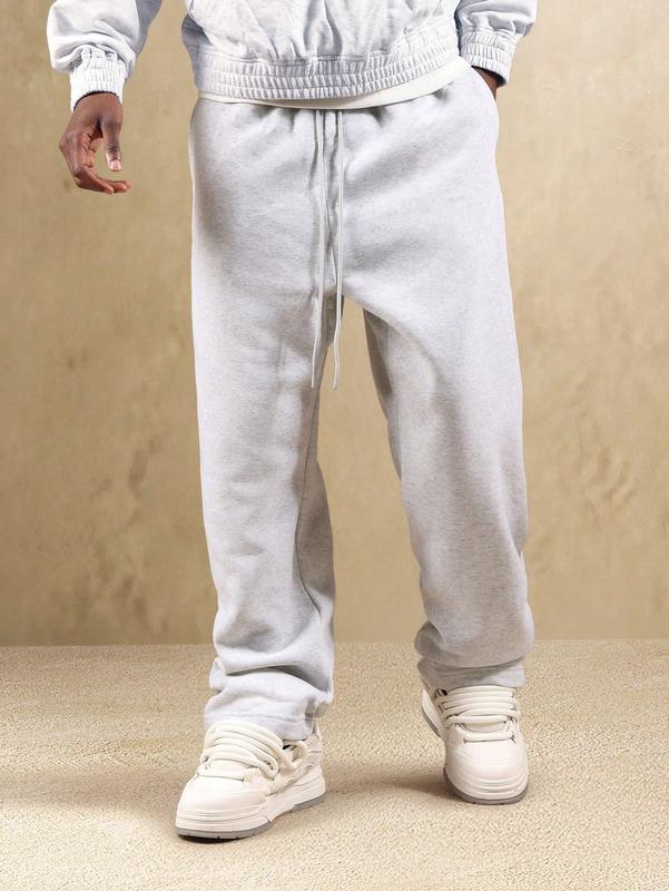 Men's Grey Sweatpants Casual Embroidered Joggers for Daily Wear Gym Street Style basic outfits outdoor outfits streetwear outfits baggy pants