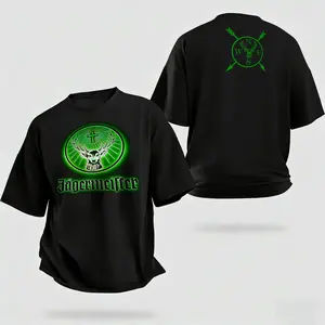 Retro Jägermeister Neon Green Graphic Tee, Edgy Party & Festival Streetwear, Top Tier Graphic Shirt for 2026, Gifts for Husband, for Dad, Streetwear, Casual Menswear Shortsleeve Crewneck