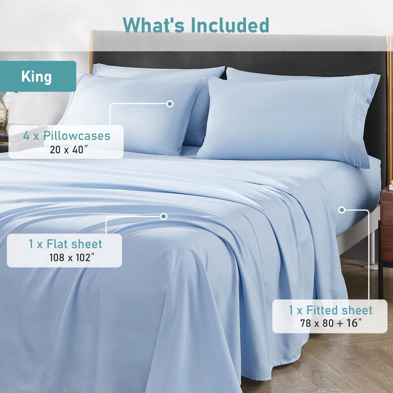 VIPfree FallFreshness Breathable & Cooling Sheets  Hotel Luxury Bed Sheet Set Extra Soft  Deep Pockets  Easy Fit Oeko Tex