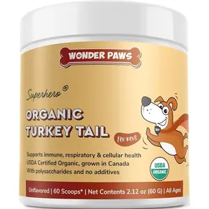 Organic Turkey Tail Mushroom Powder for Dogs, Daily Immune, Digestive & Respiratory Support with Beta Glucans & Polysaccharides, Natural Wellness Supplement, 2.12 Ounces