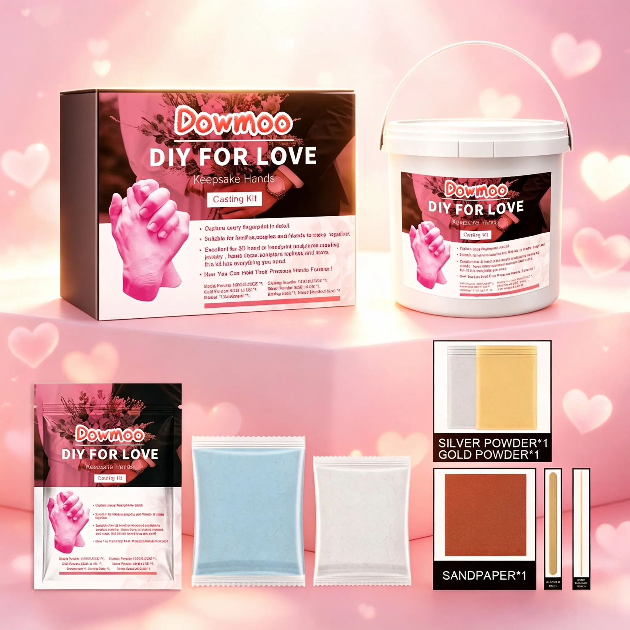 Diy For Love Keepsake Hands Casting Kit, Clone Powder Model Powder 3d Three-Dimensional Hand And Foot Film Technology Souvenir