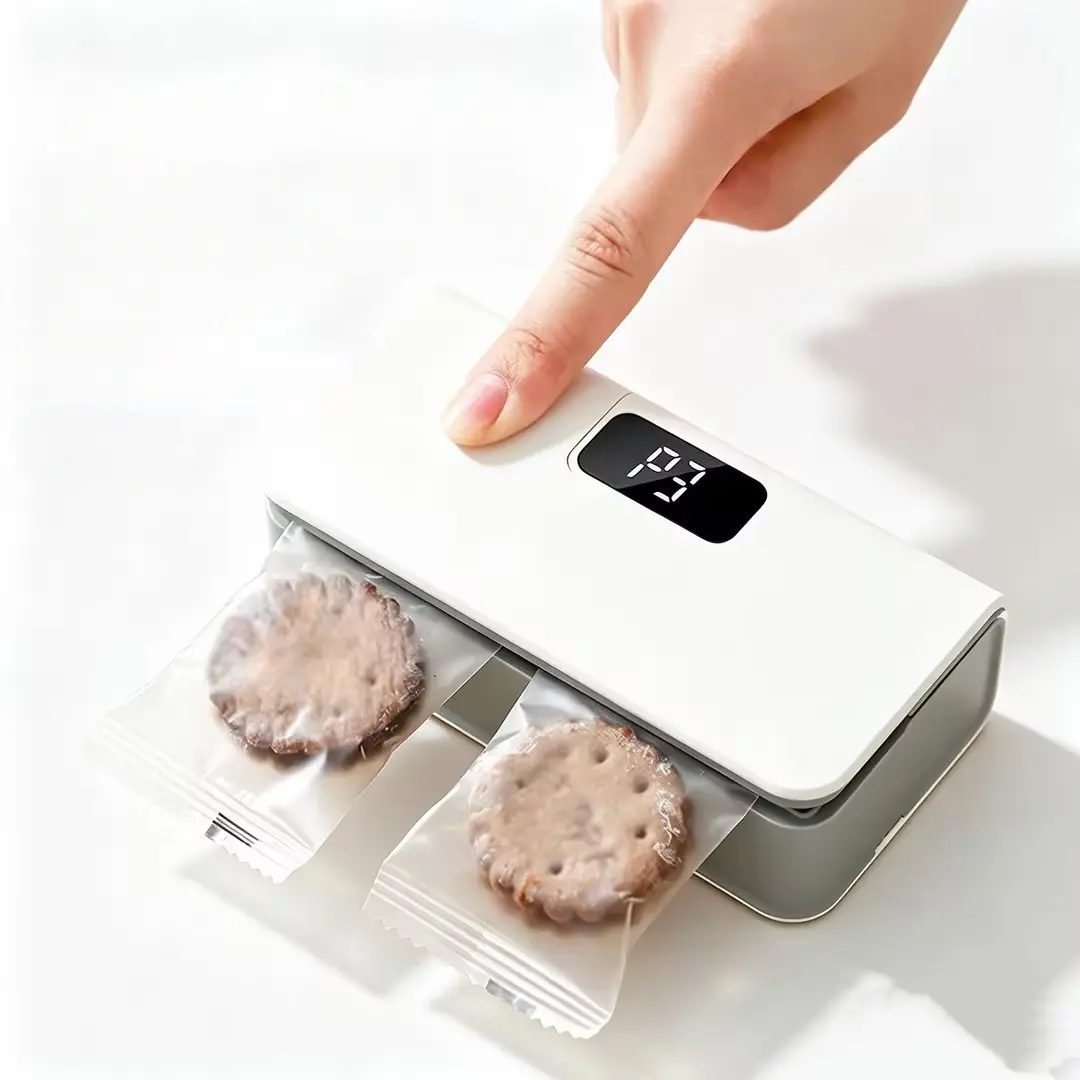 Rechargeable Mini Portable Bag Sealer with Cutter - USB Charging Kitchen Vacuum Sealing Device for Snacks, Coffee Packaging (Seals Bags Efficiently), Compact