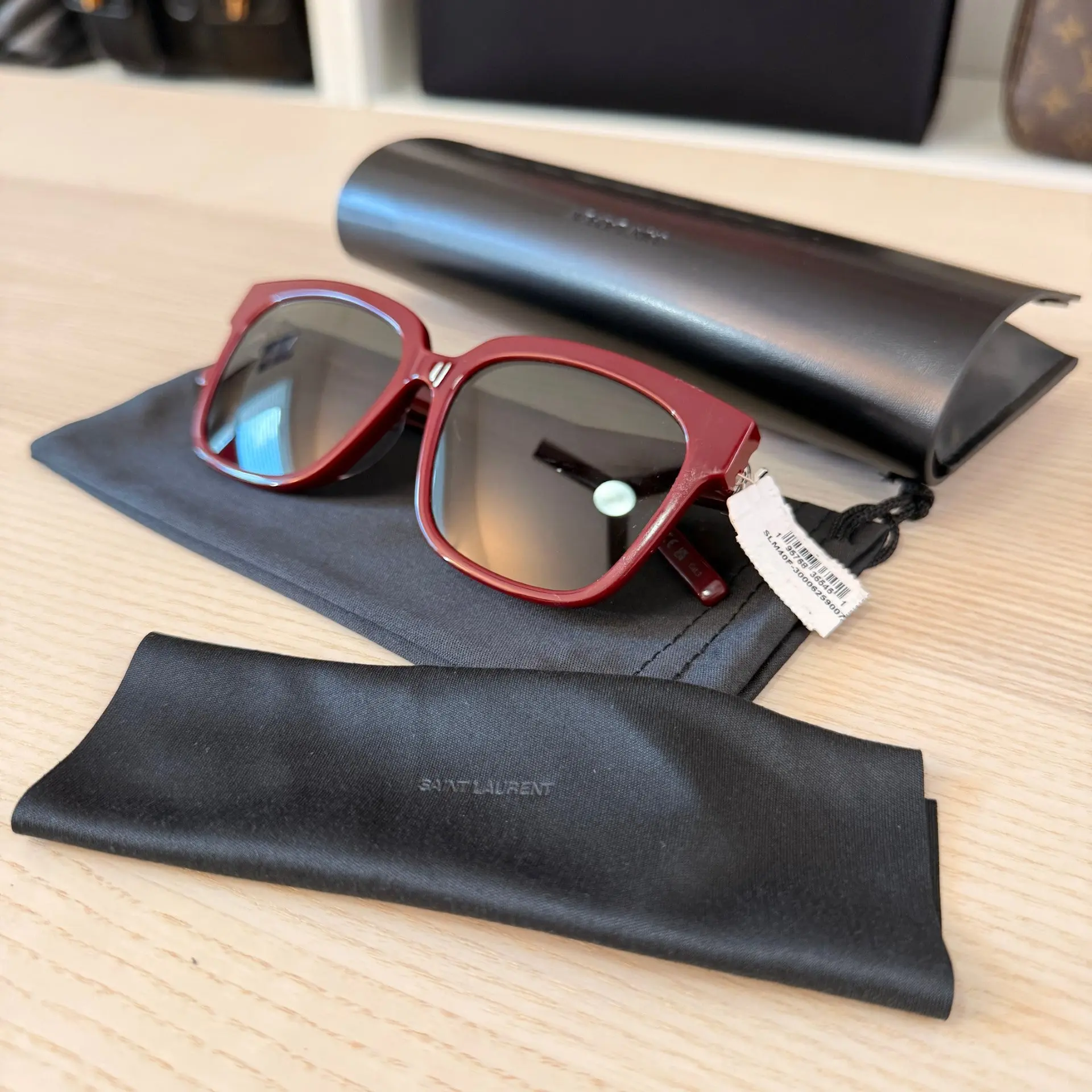 Pre-owned Saint Laurent (YSL) Acetate SL M40 Sunglasses Red