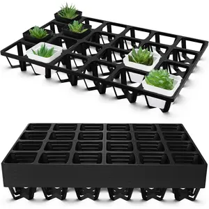 6 Pack Flower Pot Moving Tray, 24 Cell Square  Pot Tray Plastic Planting Pot Carrying Trays for Moving  Pot for Planting Propagation Germination Plugs Indoor Gardening