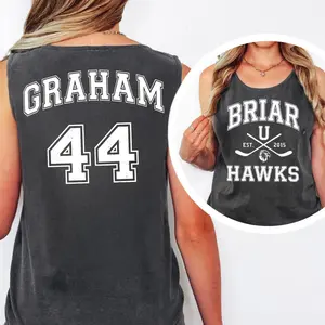 Briar University Graham 44 Tank Top, Off-Campus Hockey Romance T-Shirt, Briar U Hawks Sweatshirt, Hockey Romance Reader Gift