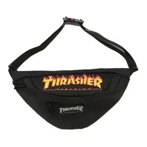 Thrasher Flame Waist Bag: Japanese Edition Yellow Logo, Polyester, Unisex Crossbody Bag
