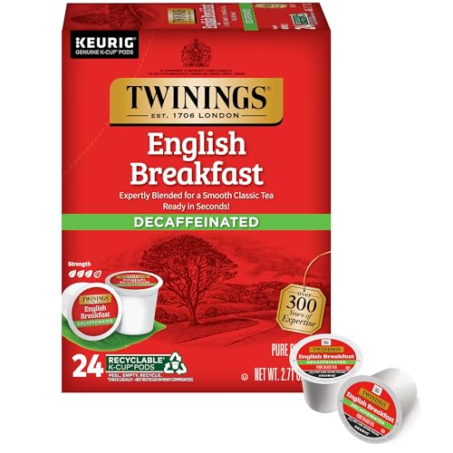 English Breakfast Black Tea K-Cup Pods for Keurig, 24 Count (Pack of 1), Smooth, Flavourful, Robust, Caffeinated, Enjoy Hot or Iced