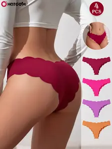 HOTCOM Women's Seamless Wave Design Underwear Set Comfortable Breathable Antibacterial Panties Fitted All Season Casual Style