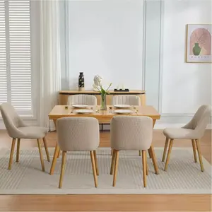 Wooden Dining Chairs Set of 6, Modern Fabric Upholstered Dining Room Chair Kitchen Chairs, Farmhouse Dinner Chair for Kitchen Dining Room