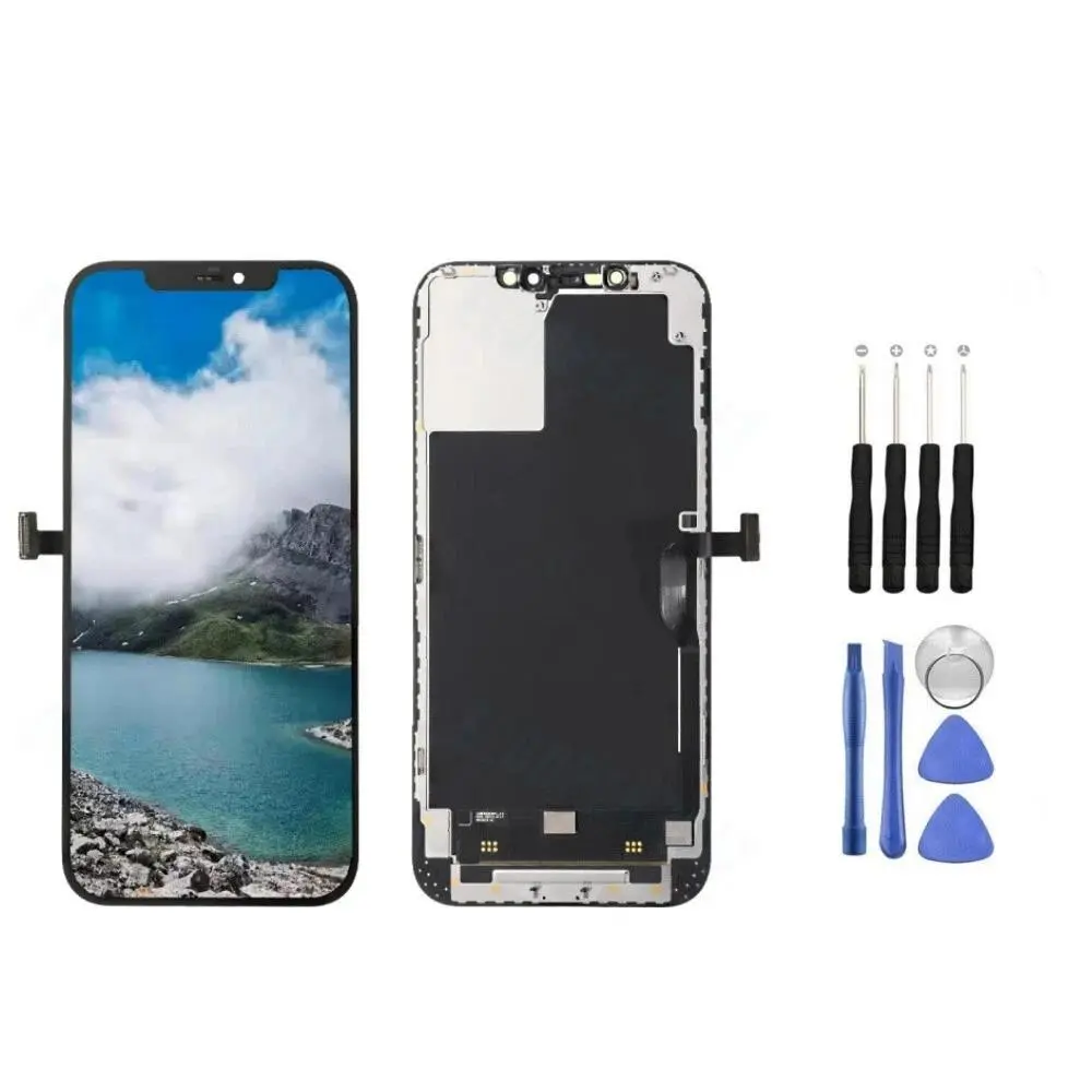 LCD Touch Screen Digitizer Assembly Replacement with Metal Touch Sensor for iPhone 12-12 Mini-12 Pro-12 Pro Max, Handheld Smartphone Accessories, Cellphone