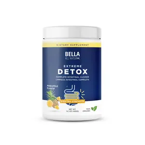 BELLA All Natural Extreme Detox Powder, Pineapple Flavor, Organic Intestinal Cleanse Supplement, Extra Strength Gut Detox, 40 Servings (400g)