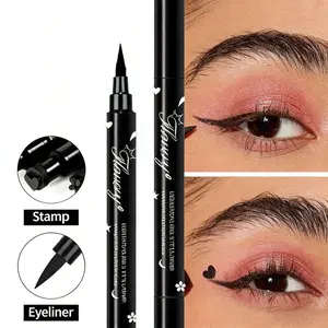 Two in one black liquid seal eyeliner pen, cute pattern fun decoration eyeliner pen, non smudging, waterproof, easy to color, quick drying and durable eyeliner pen, suitable for party/daily makeup