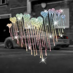 Shiny Fluid Heart Shaped Car Sticker, Creative Personality Window Bumper Triangle Window Decorative Sticker for Cars Trucks Lorries Motorcycles Laptops, Gloss Vinyl Decal