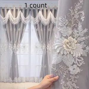 French Luxury Double Layer Ruffled Sheer Curtain, Bedroom Curtains, Backing, Light Blocking, Princess Style, Bedroom & Living Room Decor