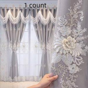French Luxury Double Layer Ruffled Sheer Curtain, Backing, Light Blocking, Princess Style, Bedroom & Living Room Decor