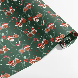 Holiday Swirl Latinx Wrapping Paper Eco-Friendly Recyclable Premium Quality Cultural Celebration Brown Santa Design Party Packs Anniversary Box