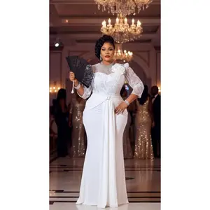 Elegant White Sequin Embellished 3D Flower Ruched Draped Maxi Dress for Bridal Civil Court Wedding Guest Engagement Ceremony Birthday Dinner Mother of The Bride Photoshoot Gala Cocktail Reception Turkey Party Dresses for Women Plus Size