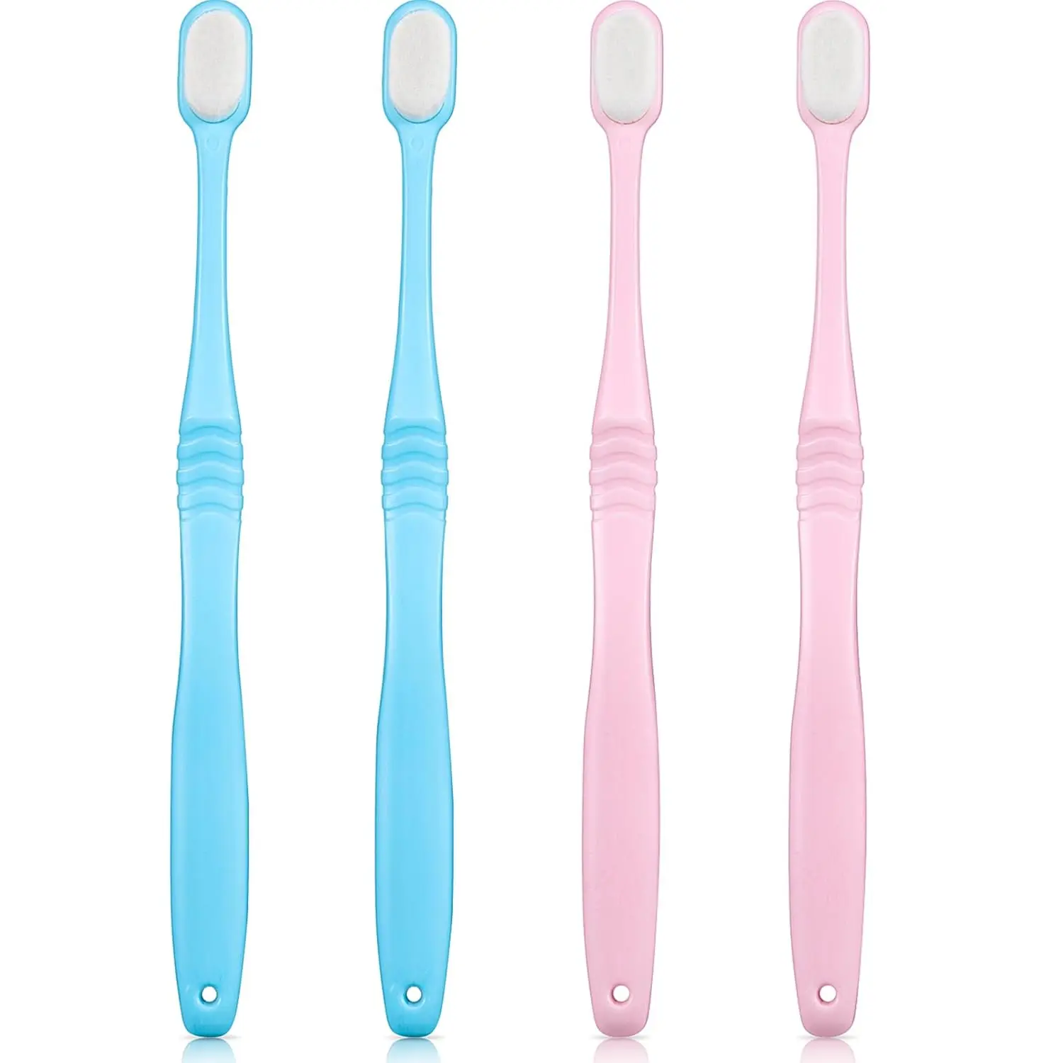 4 Pieces Extra Soft Toothbrushes Micro Nano Manual Toothbrush for Sensitive Gums with 20,000 Extra Soft Bristles for Fragile Gums Adult Kid Children (Blue, Pink)
