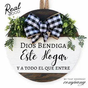 Dios Bendiga Este Hogar, Dios Bendice Este Hogar, Front Door Decor, Cristiano, Front Door Wreath, Door Hanger, Door Wreath