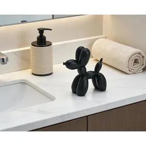 Black Balloon Dog Statue Decor 4 inch Small Knick Knacks Animal Sculpture for Desk Shelf Decor