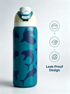 32oz Owala Ocean Shark Themed Insulated Leak-Proof Vacuum Flask, Kitchenware Drinkware for Shark Lovers
