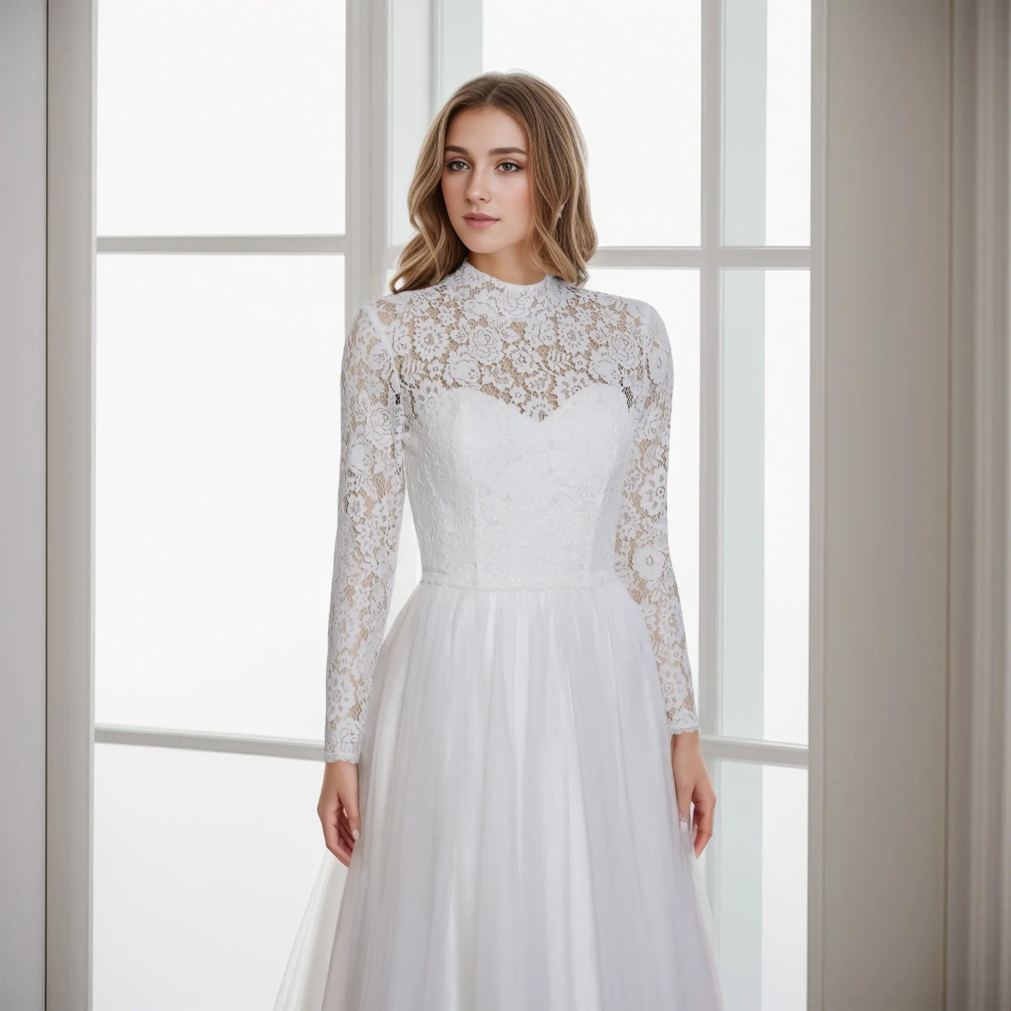 High neck long sleeve wedding dress topper - TikTok Shop High neck long sleeve wedding dress topper - TikTok Shop