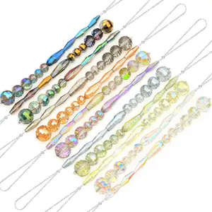 12 pcs Crystal Icicle Christmas Tree Ornaments, Glass Beads Hanging Chandelier Pendants for Christmas Party, Wedding and Winter Decorations (Multicolor)