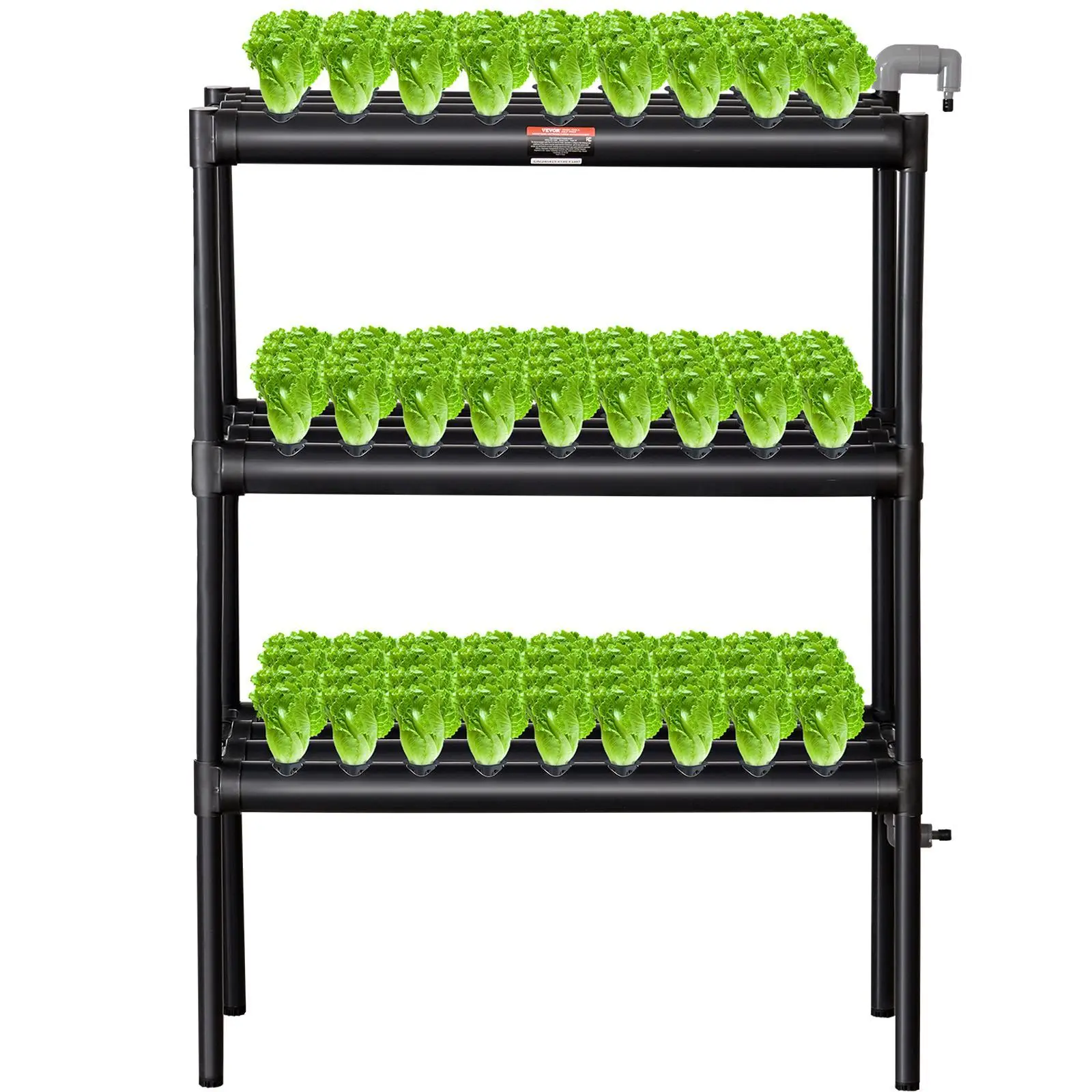 【SummerFinds】VEVOR Hydroponics Growing System Kit Pack, 3-Layer 108-Site Dark Grey PVC Pipes Kit with 7W Pump, 24-Hour Plug-In Timer, Baskets, Sponges, Auto Watering, Assembly Required, Yields Double for Fruits, Vegetables, Herbs (Both Indoor/Outdoor Use)
