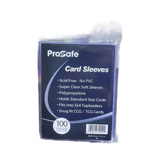 100 ProSafe Card Sleeves - Acid Free, No PVC, Super Clear Soft Sleeves, Polypropylene, Fits 3x4 Toploaders, Snug Fit CCG/TCG Cards