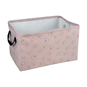 Cute Pink Paw Print Storage Baskets Storage Boxes Home Decor Storage Clothes Organization And Storage Home Decor Storage Holiday Gifts, Shelf Baskets, Organizer for Clothes, Toys, Books, Pet Lovers Home Decor, Playful Design, Laundry Basket