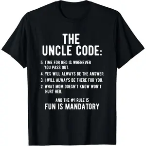 100% Cotton Funny Uncle Gifts From Niece Nephew The Uncle Code Cool T-Shirt