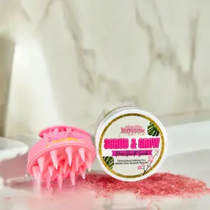 Blossom Beauty Scrub & Grow + Pink Scalp Scrubber - Ultimate Scalp Care Duo for Deep Cleansing & Hair Growth - Gentle Exfoliation for All Hair Types