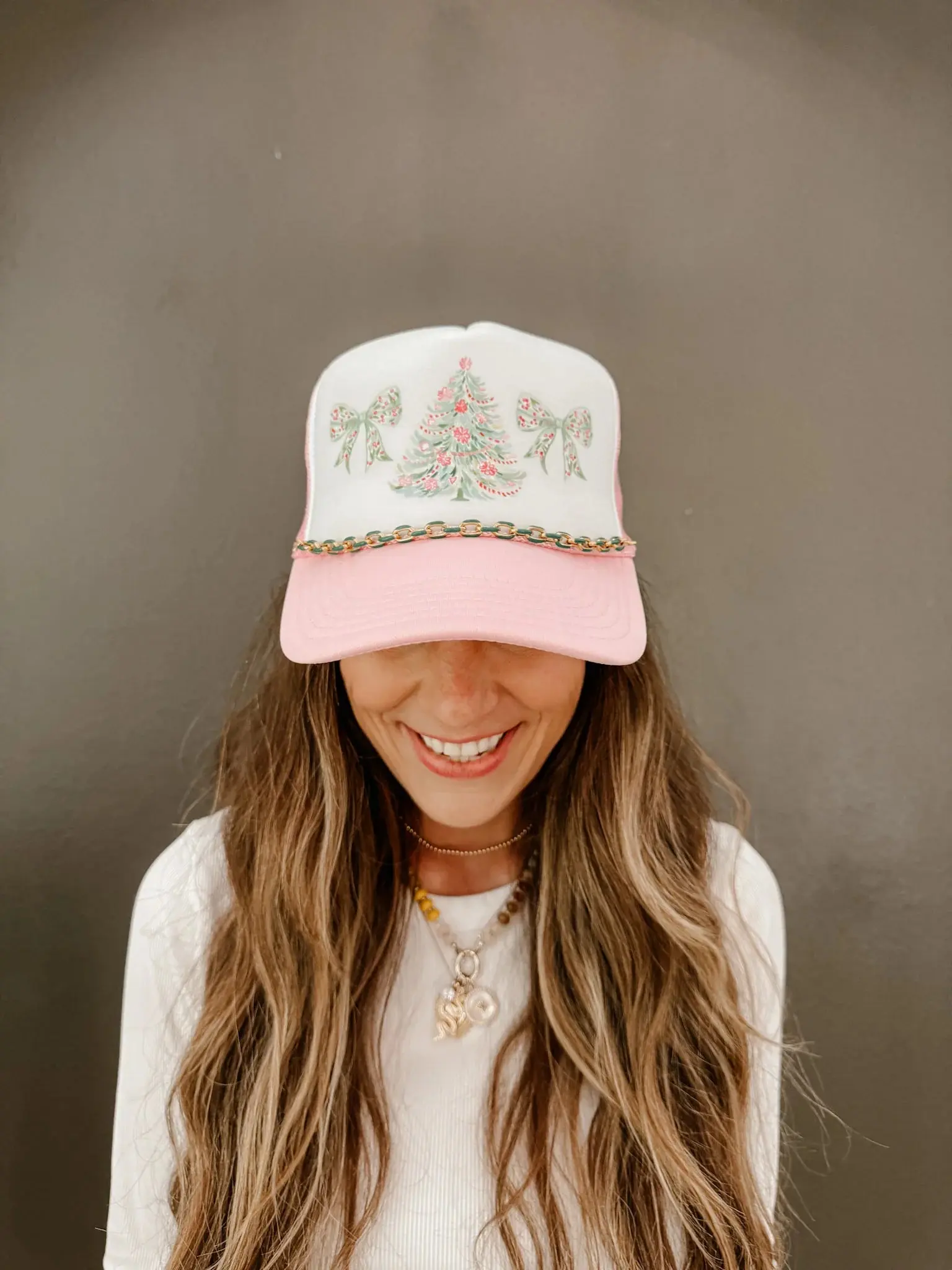 Christmas Tree Pink Chain Trucker Hat